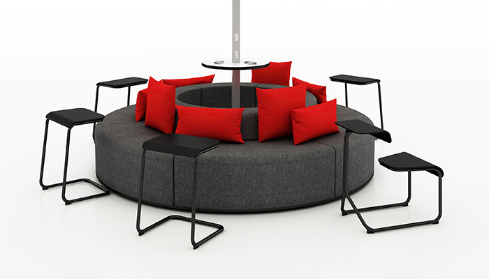 k.™lounge with Interpole™ and Toboggan<sup>®</sup>Multipurpose Chairs and Pull-Up Tables