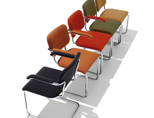 Marcel Breuer Cesca side chairs upholstered
