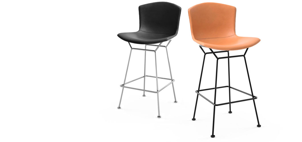 Harry Bertoia Leather-covered Barstool by Knoll