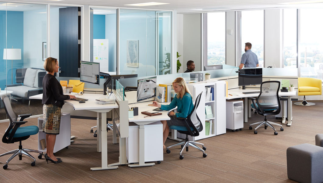 Knoll Open Plan Workstation Furniture with Tone Height Adjustable Tables