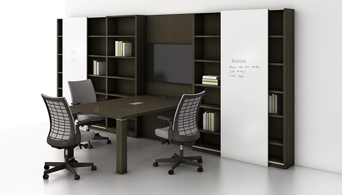 Reff Profiles™ Media Enclave with Remix™ Work Chairs 