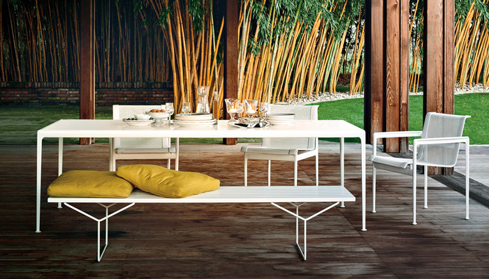 1966 Dining Table, 1966 Dining Chairs, Bertoia Bench