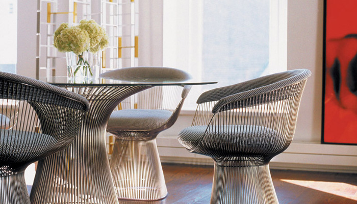 Platner Dining Table, Platner Arm Chairs