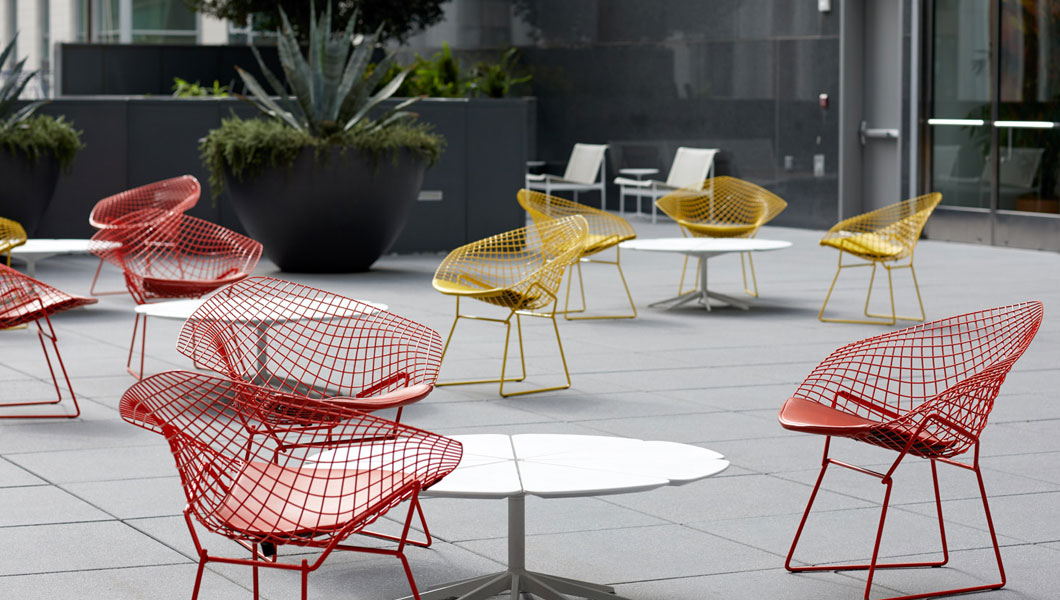 Knoll Shared Spaces Community Space Outdoors with Bertoia Diamond Chairs