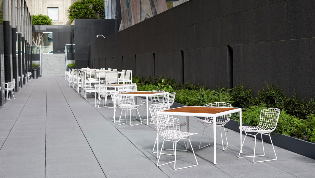 Knoll Shared Spaces Community Space Outdoors with 1966 Dining Tables and Chairs