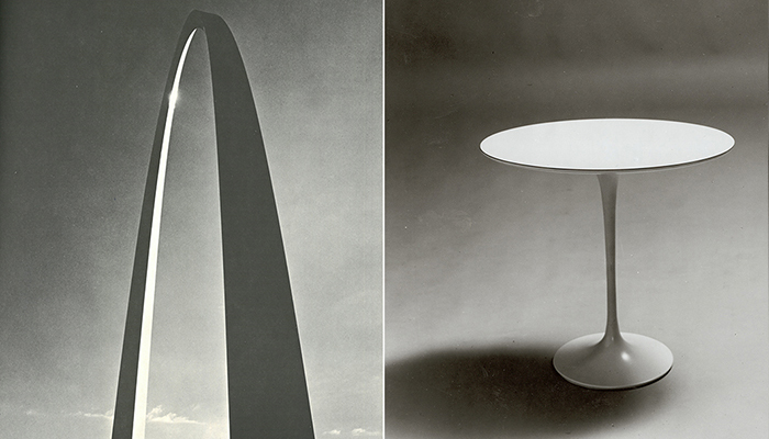 Left: Gateway Arch, 1965. Right: Saarinen Side Table, 1958.
