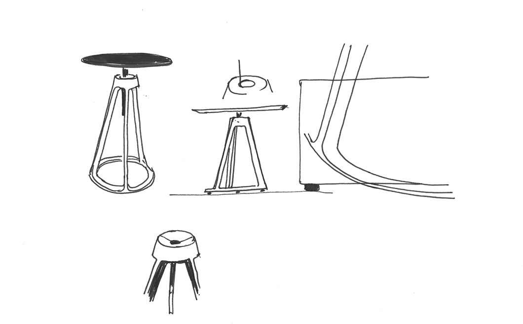 Sketches for Barber Osgerby's Piton™ Adjustable Height Side Table for Knoll, 2015 | Knoll Inspiration