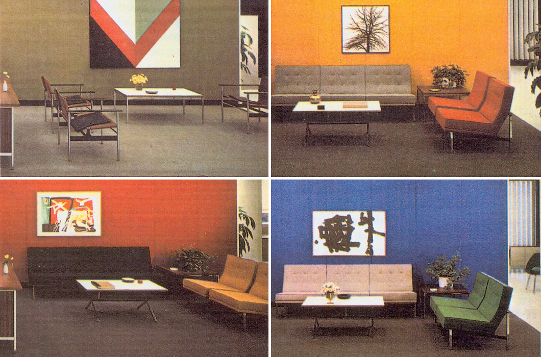 Four examples of CBS interiors designed by Florence Knoll | PC: Knoll Archive | Knoll Inspiration