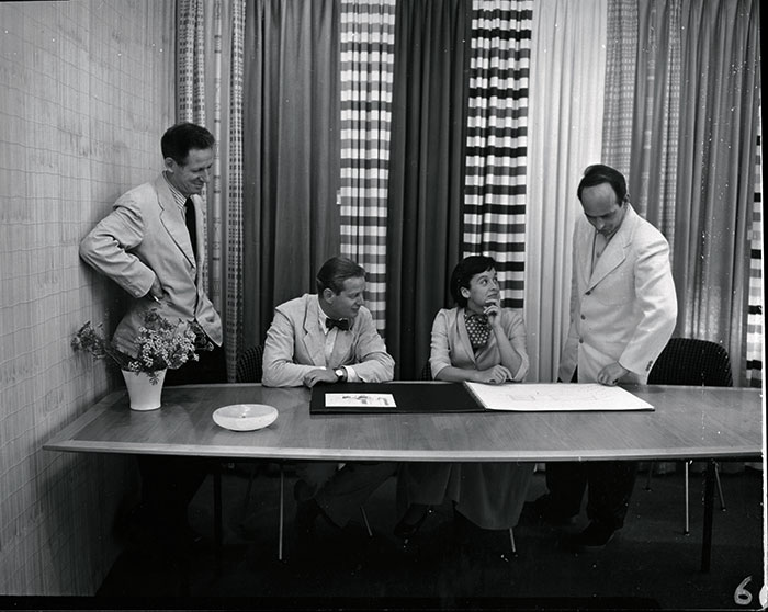 Left to right: Herbert Matter, Hans Knoll, Florence Knoll and Harry Bertoia | PC: Knoll Archive | Knoll Inspiration