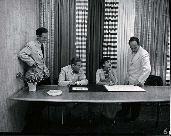 Herbert Matter, Hans Knoll, Florence Knoll, and Harry Bertoia