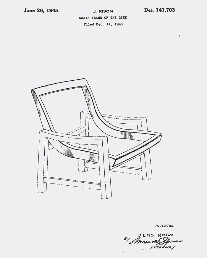 Jens Risom's patent for a chair frame, c. 1943 | PC: Knoll Archive | In Conversation with Helen Risom | Knoll Inspiration
