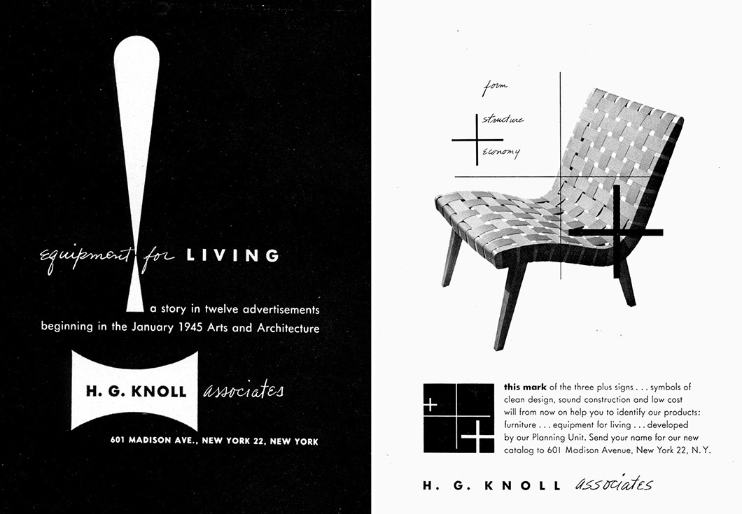 Knoll advertisements by Alvin Lustig | PC: Alvin Lustig Archive | Knoll Inspiration