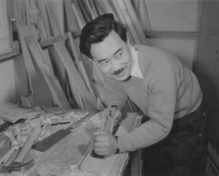 George Nakashima crafting at Camp Minidoka, 1942 | PC: Francis Stewart | Knoll Inspiration