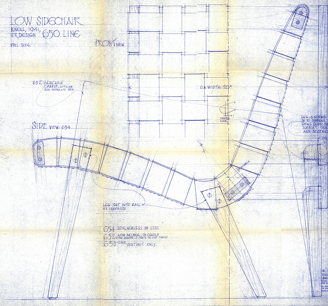 Blueprint for the 650 Line Lounge Chair designed by Jens Risom, c. 1943 | PC: Knoll Archive | Knoll Inspiration