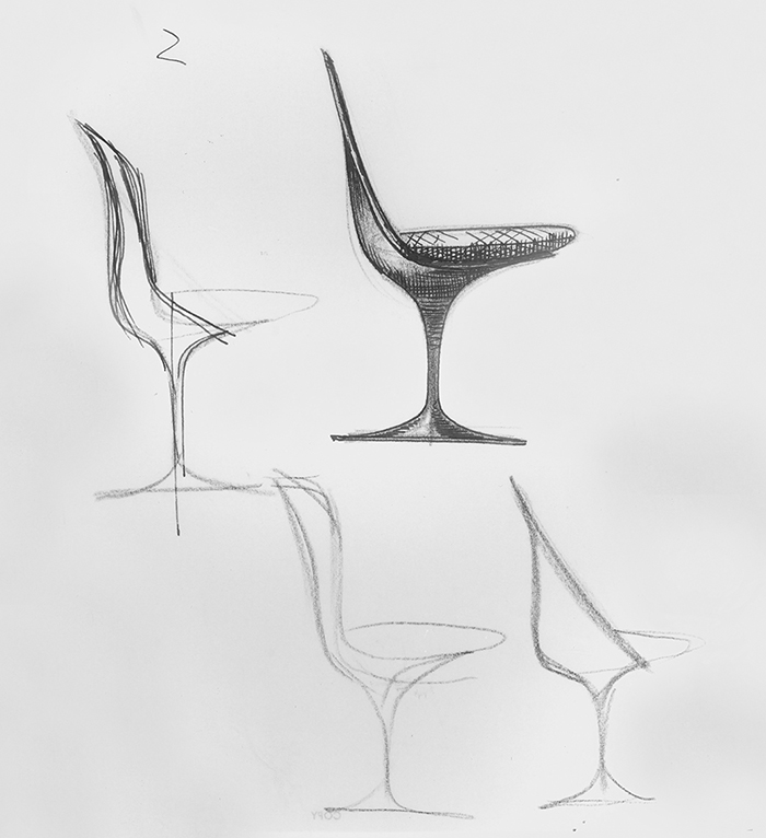 Sketch for Tulip Chair by Eero Saarinen | PC: Knoll Archive | Knoll Inspiration