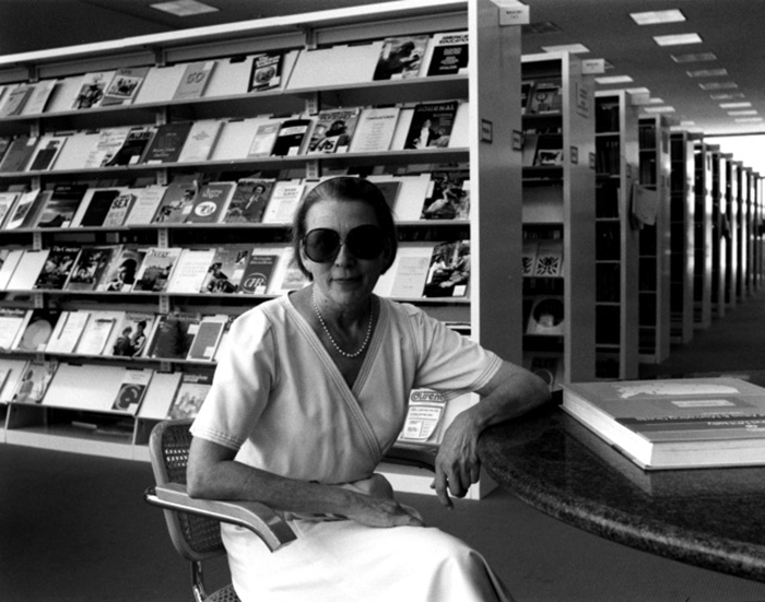 Interior designer Sally Walsh seated in Marcel Breuer's Cesca Chair in the Houston Public Library, 1976 | Knoll Inspiration
