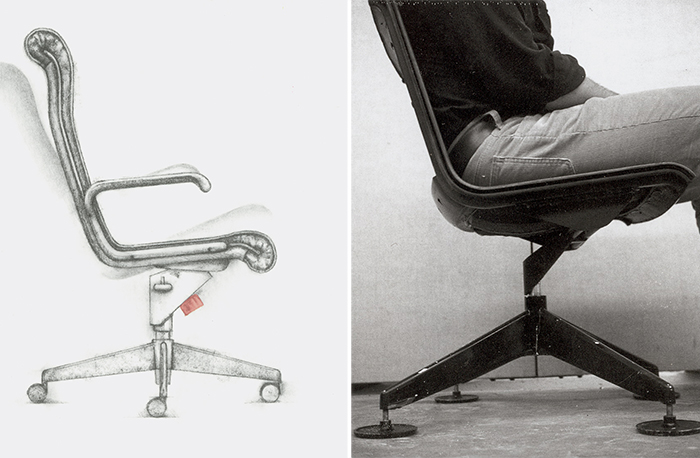 Sketch and prototype for the Sapper™ Management Chair, 1979 by Richard Sapper