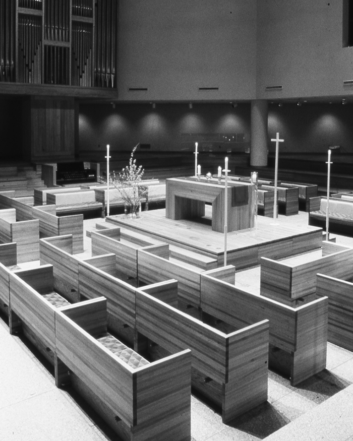 St. Peter's Church in New York City, designed by Lella and Massimo Vignelli, c. 1977 | PC: Vignelli Center for Design Studies | In Conversation with Kathy Brew | Knoll Inspiration