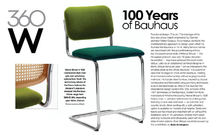 360West Features Cesca Stools Marcel Breuer Bauhaus Anniversary