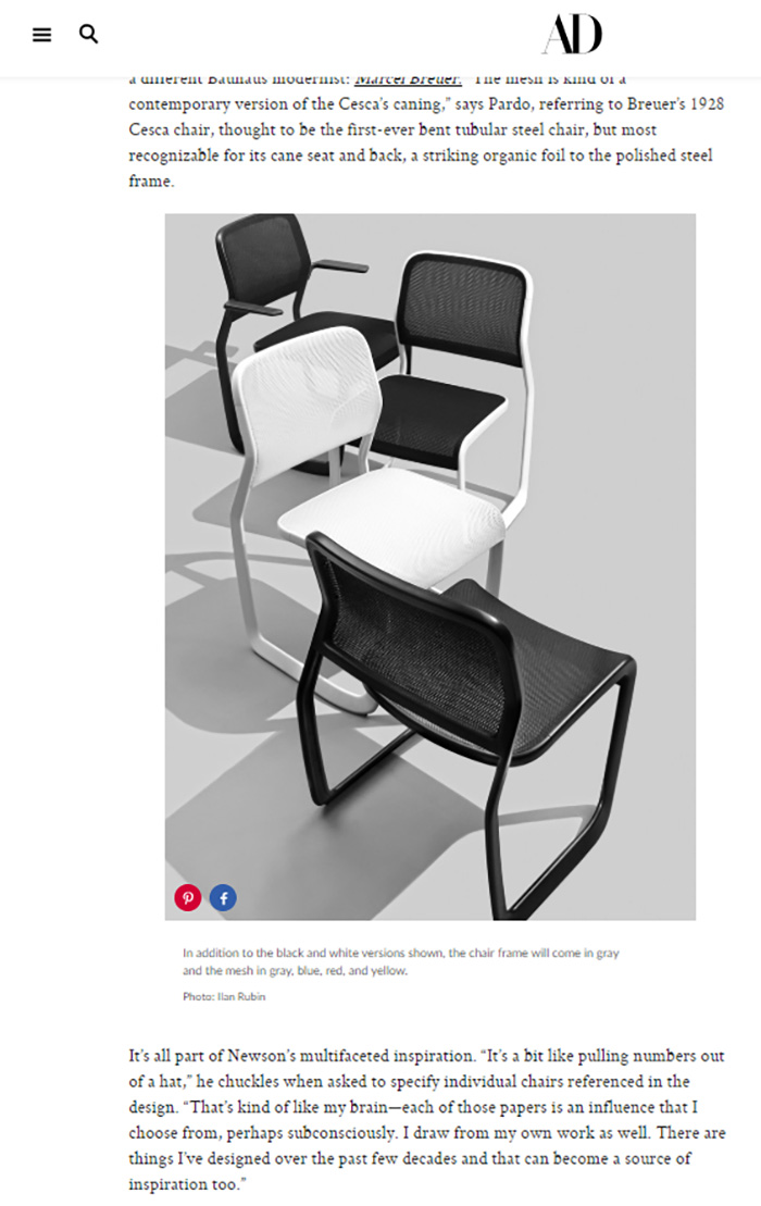 Architectural Digest and WSJ Magazine Feature the Newson Aluminum Chair