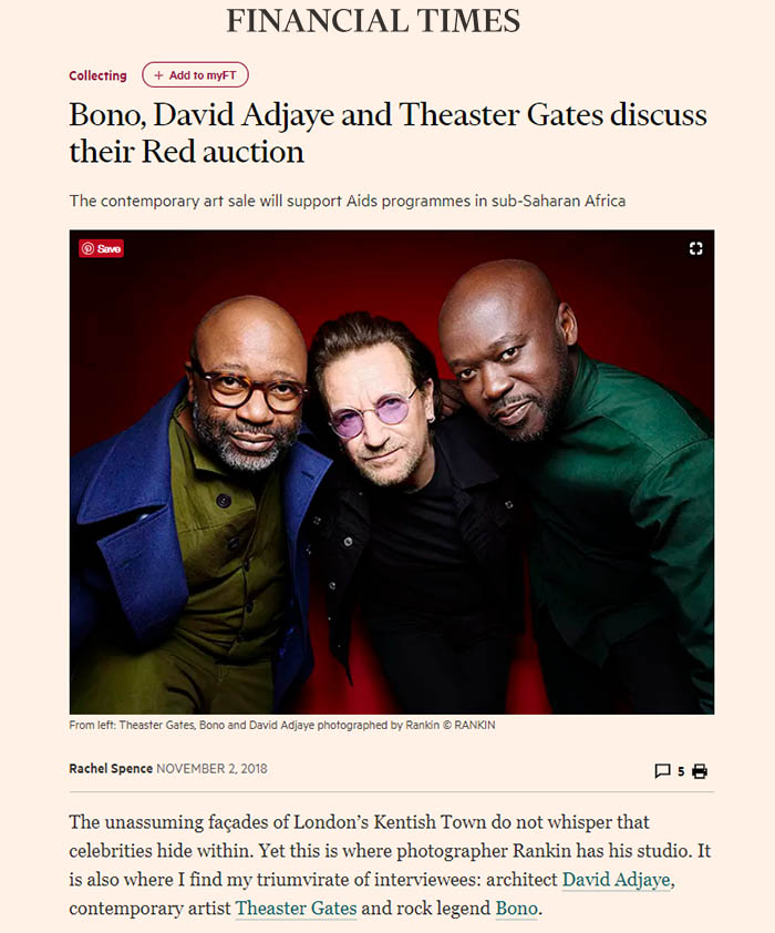 David Adjaye Financial Times Sotheby's Red Auction