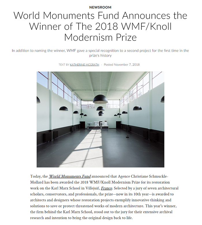 2018 World Monuments Fund/Knoll Modernism Prize Winner Architectural Digest