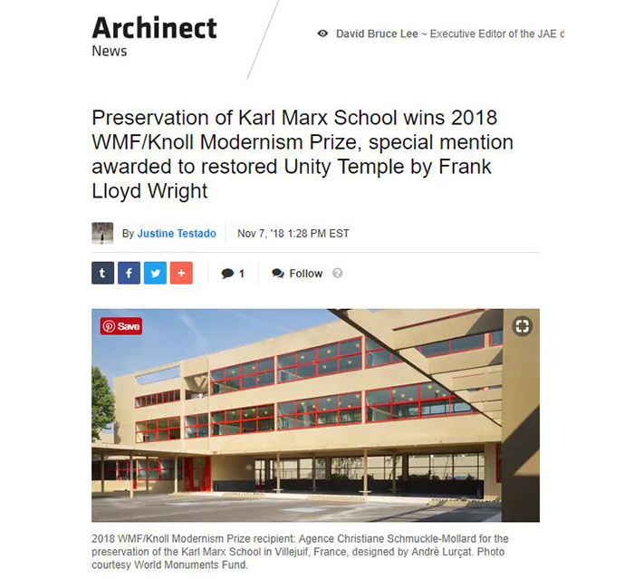 2018 World Monuments Fund/Knoll Modernism Prize Winner Archinet