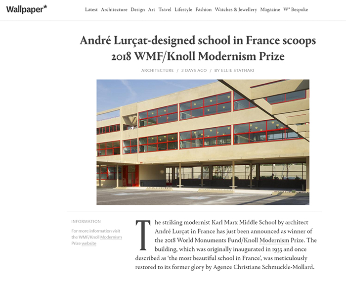 2018 World Monuments Fund/Knoll Modernism Prize Winner Wallpaper Magazine