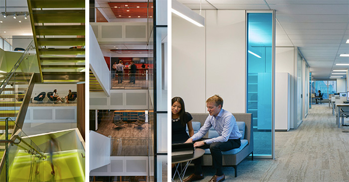Office Insight images of the Deloitte Montreal headquarters, featuring Knoll