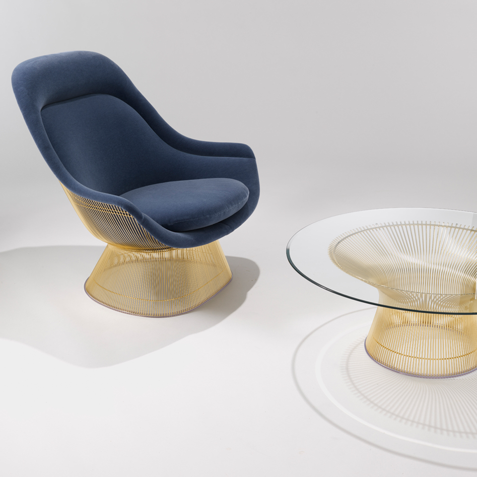 Platner Easy Chair and Ottoman - Gold image 2