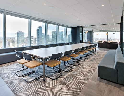 knoll works 2021 avison young more than a workplace pixel 4-leg table moment side chair k. lounge mobile tables flexible boardroom gather shared spaces
