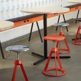 NeoCon 2015 Antenna Design Horsepower Barber Osgerby Adjustable Height Stool Antenna Simple Table Y-Base Round showroom