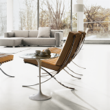 Knoll Barcelona Chair and Saarinen Side Table for livingroom