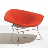 Large Harry Bertoia Diamond Chair with Catp red KnollTextiles upholstery seat cover