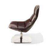 Jehs+Laub brown leather Lounge Chair with polished aluminum pedestal base