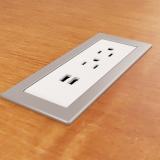 Drop-In Electrical Outlet, 210, White Body/Silver Bezel