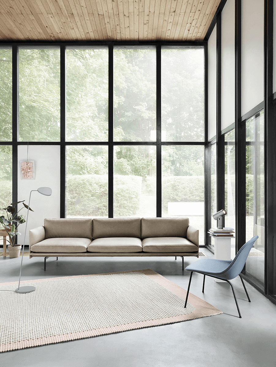 Muuto Outline 3 Seater with Fiber Lounge & Leaf Lamp