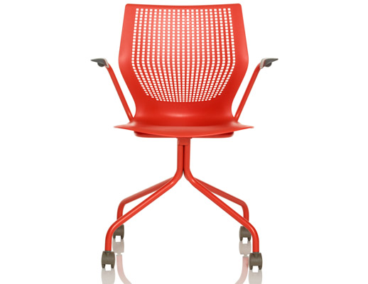 multigeneration by knoll hybrid chair formway design side chair red orange