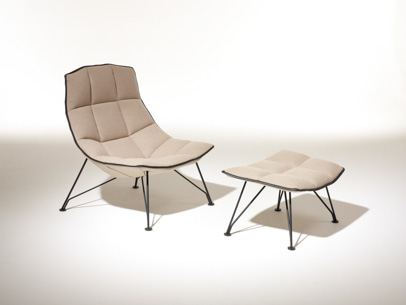 Jehs+Laub Lounge Chair with wire base in white Cornaro KnollTextiles upholstery