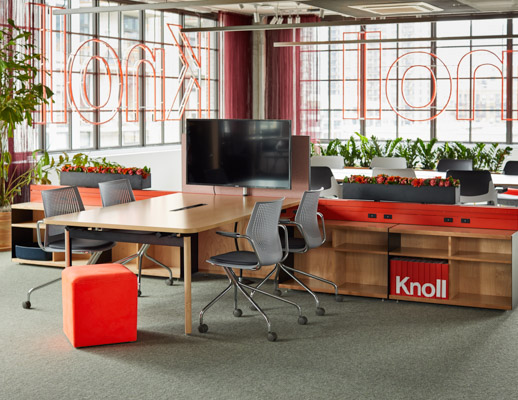 knoll design days 2019 antenna workspaces multigeneration by knoll rockwell unscripted upholstered seat fence spine media enclave