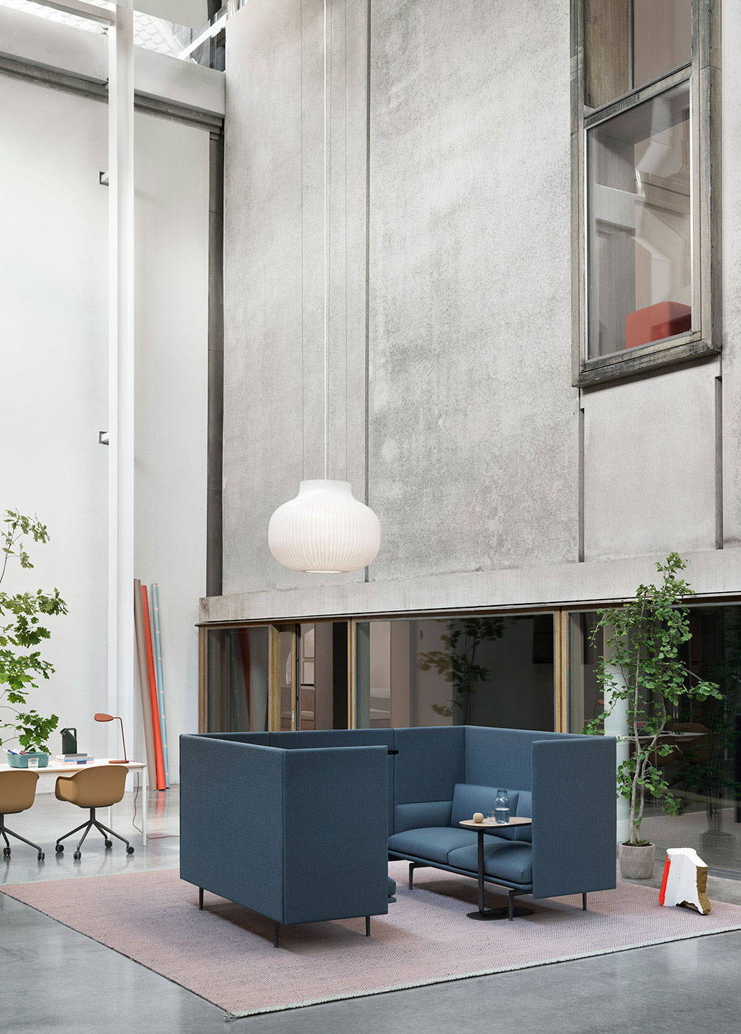 Muuto Outline Highback Panel with Relate Table & Fiber Armchair