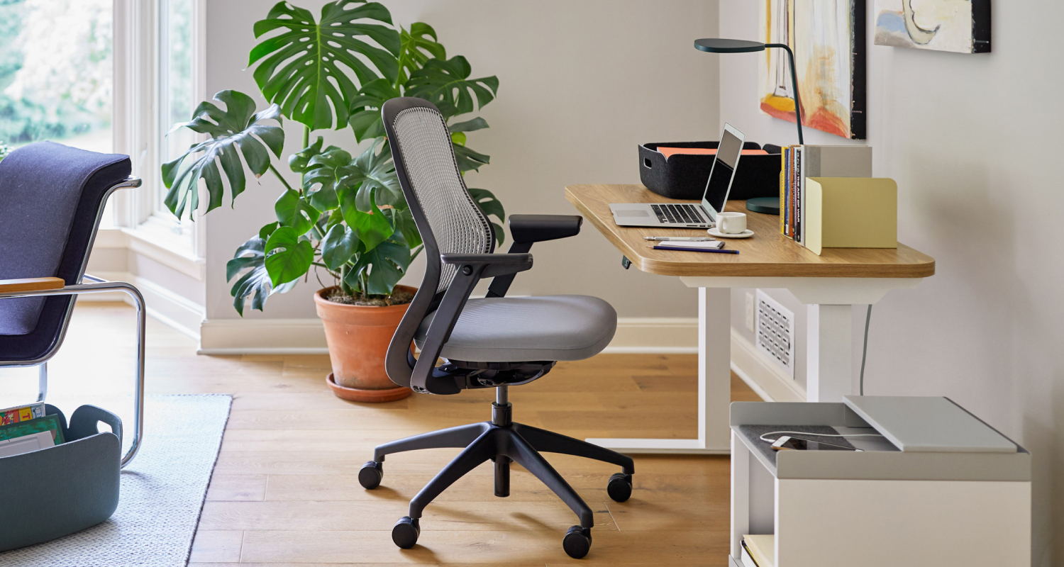 Knoll ReGeneration Work Chair and Hipso Height Adjustable Desk