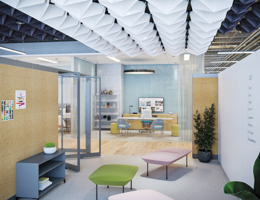 thriving workplace muuto oslo bench oslo pouf rockwell unsripted creative wall knoll works 2021