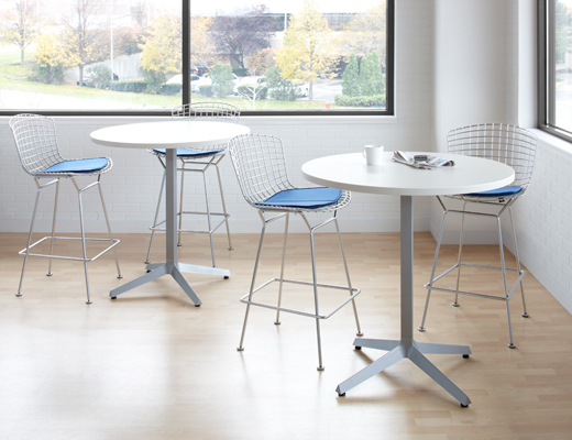 Dividends Horizon High Meeting Table with Bertoia bar stools
