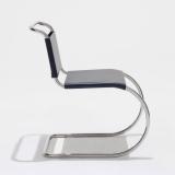 MR Side Chair with black cowhide and stainless steel frame 