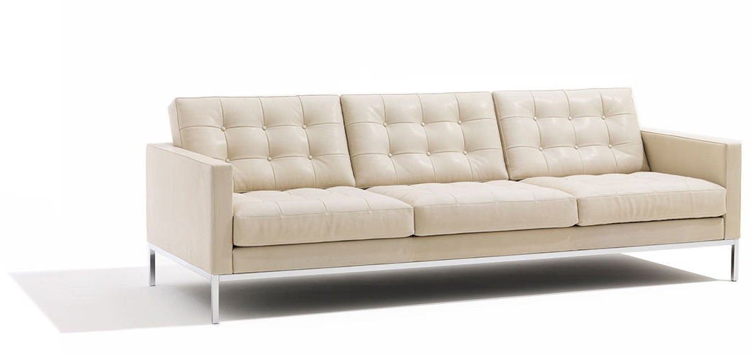 knoll white leather sofa