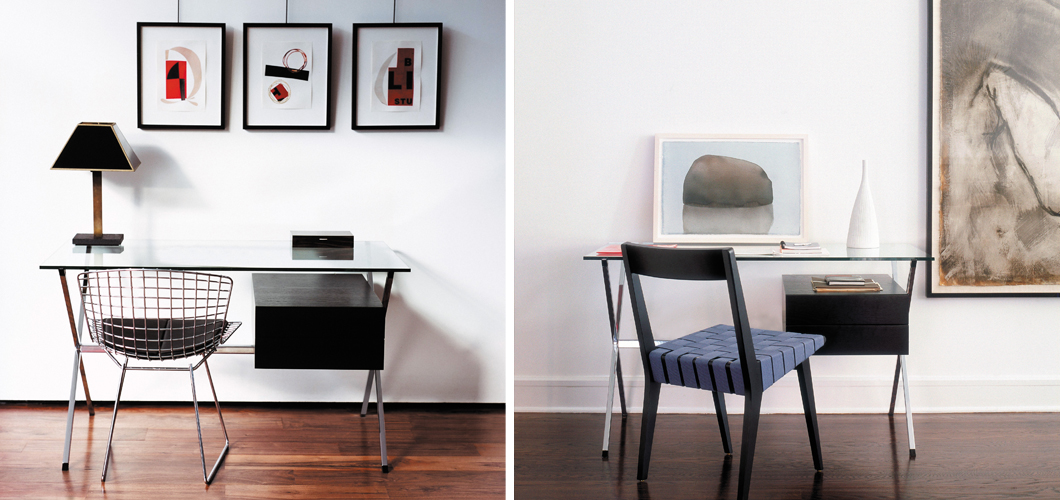 Home Office Albini Desk Bertoia and Risom Side Chair