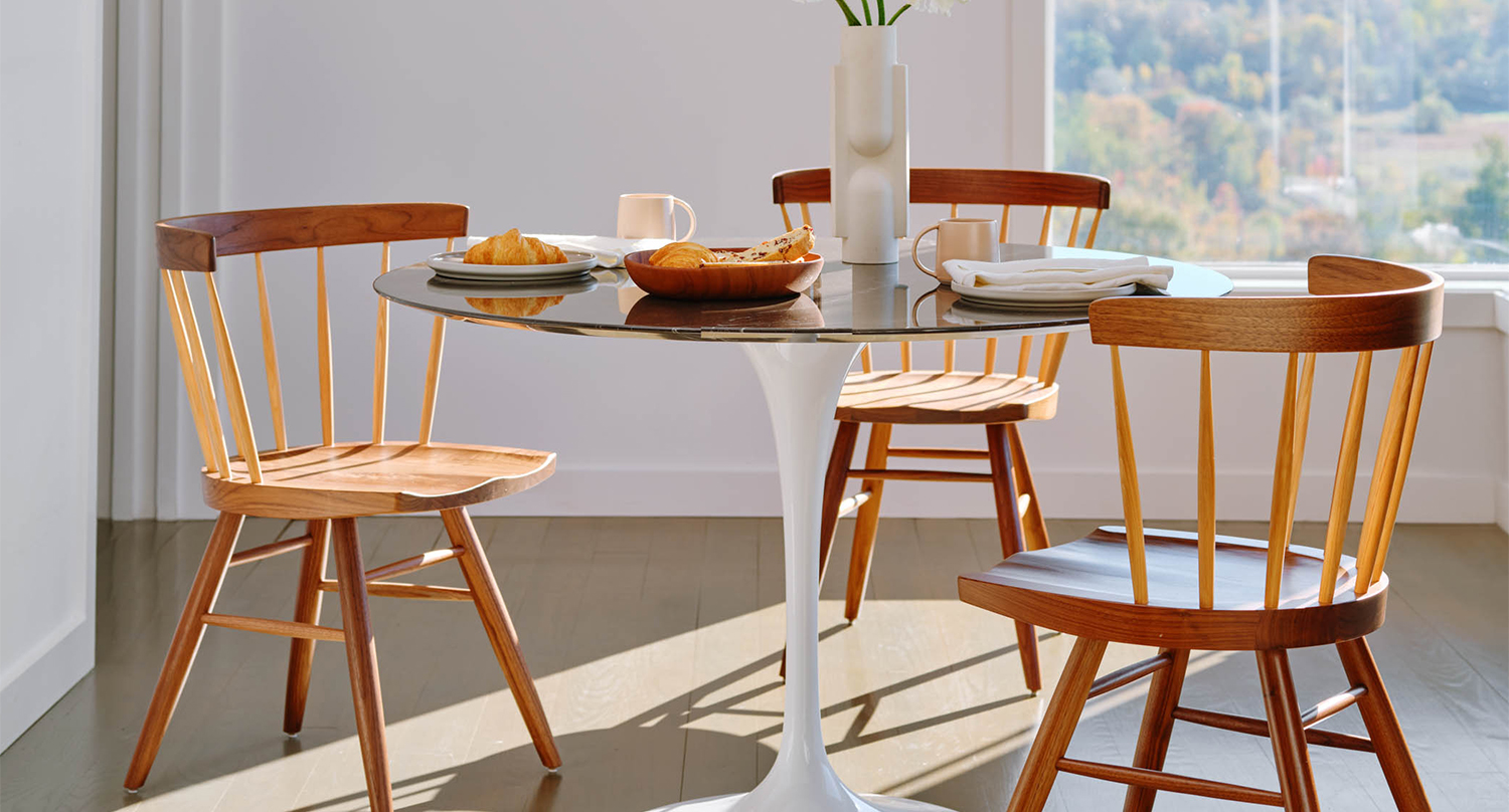 Nakashima Straight Chair and Saarinen Dining Table