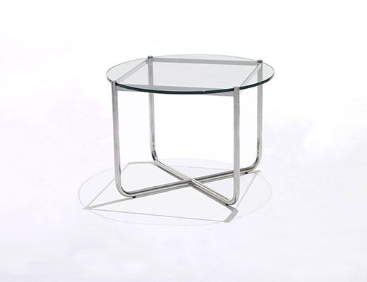 MR glass Side Table with stainless steel legs