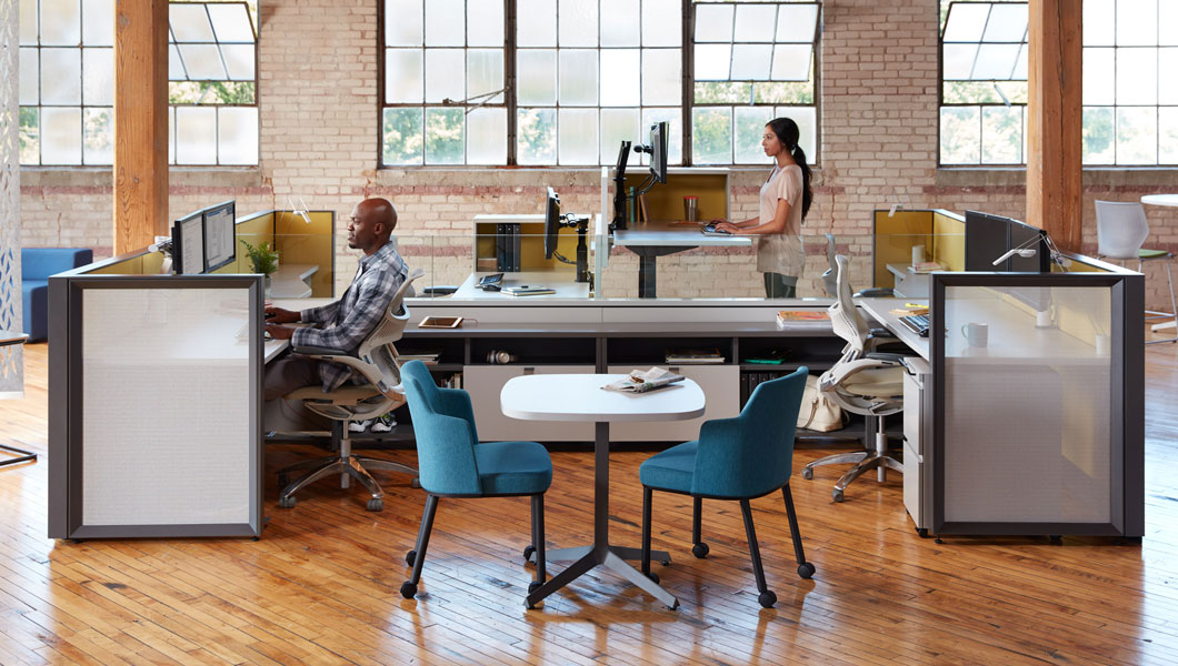 Knoll Open Plan Workstation Furniture with Dividends Horizon and Tone